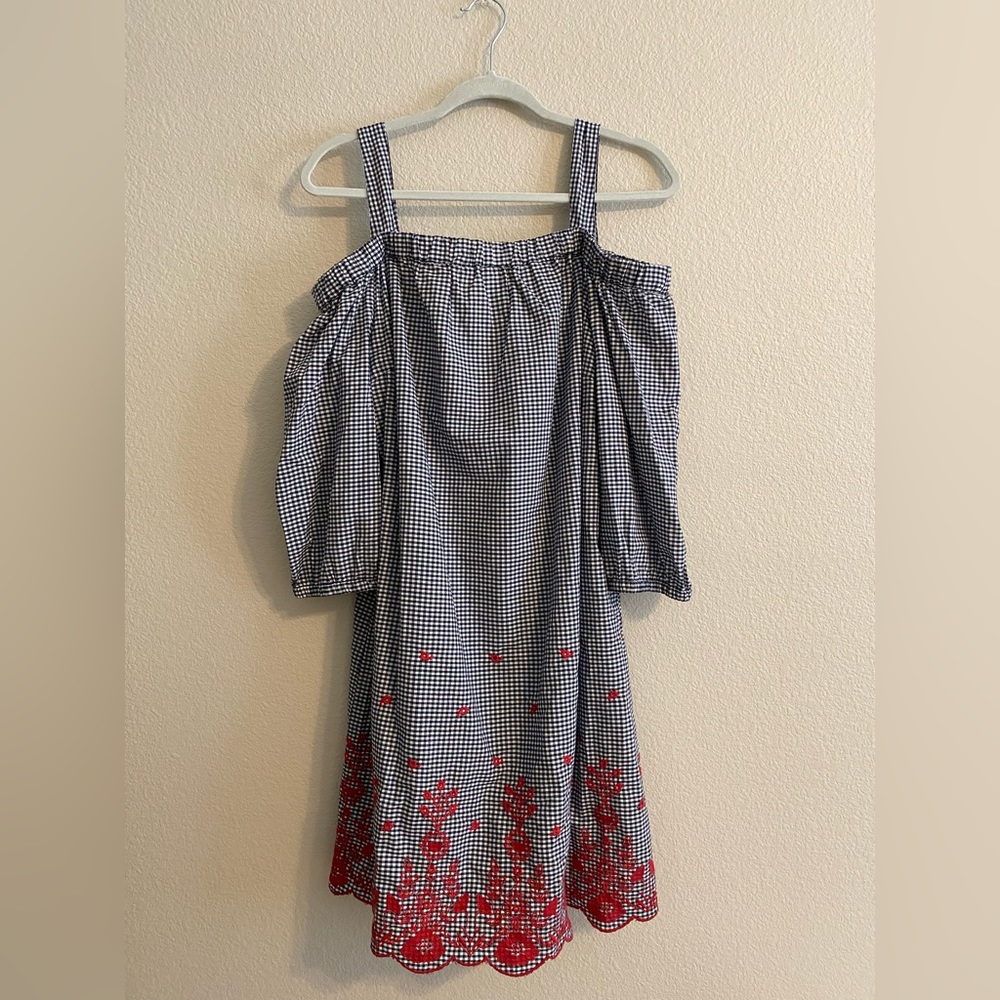 Gingham Cold Shoulder Dress